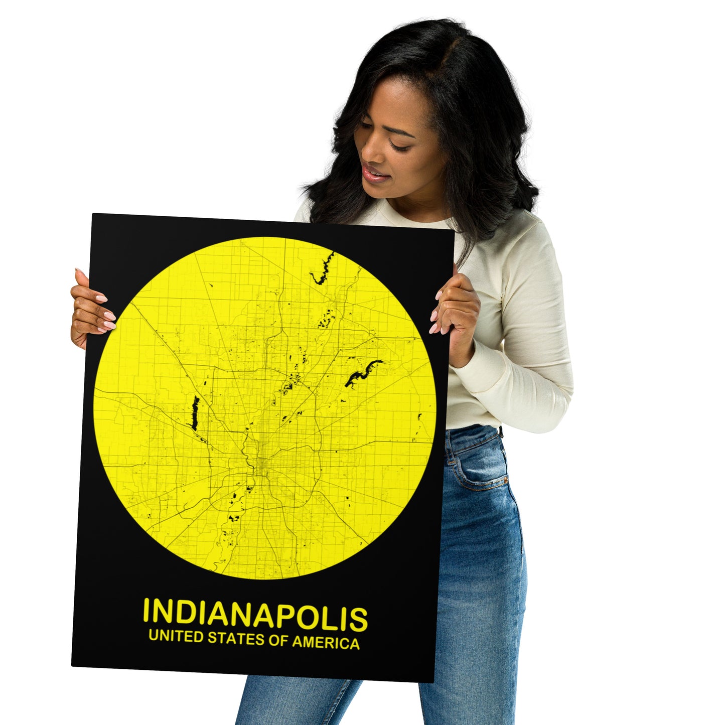 Indianapolis Circular Yellow Metal Map