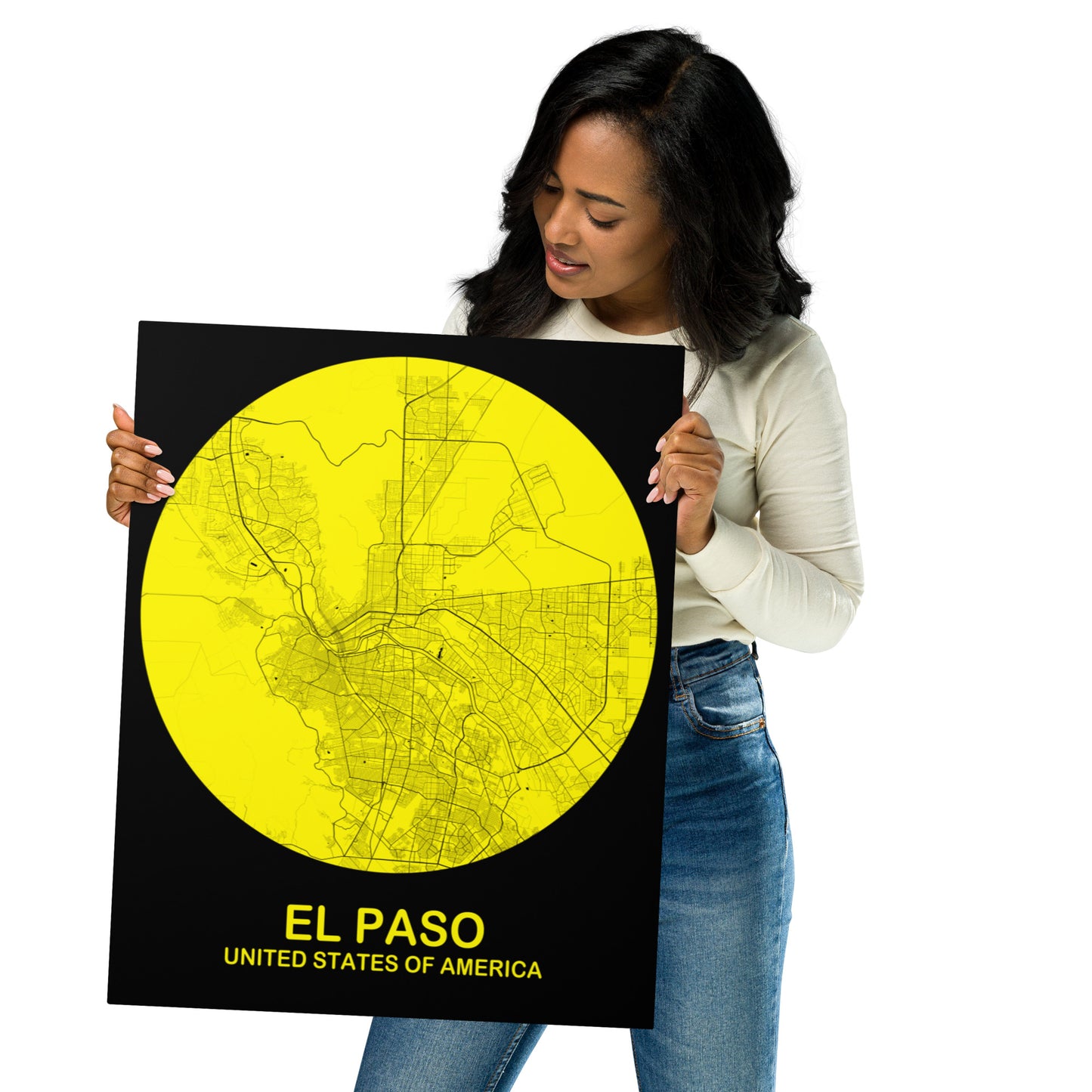 El Paso Circular Yellow Metal Map