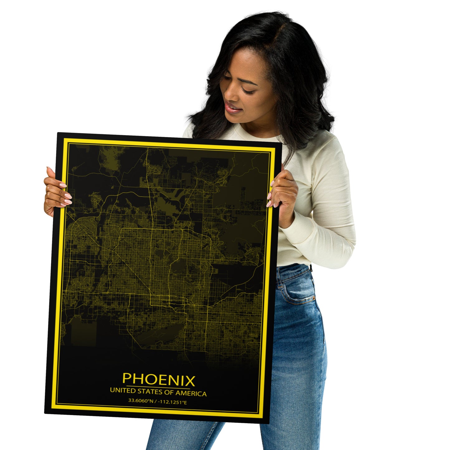 Phoenix Black and Yellow Metal Map