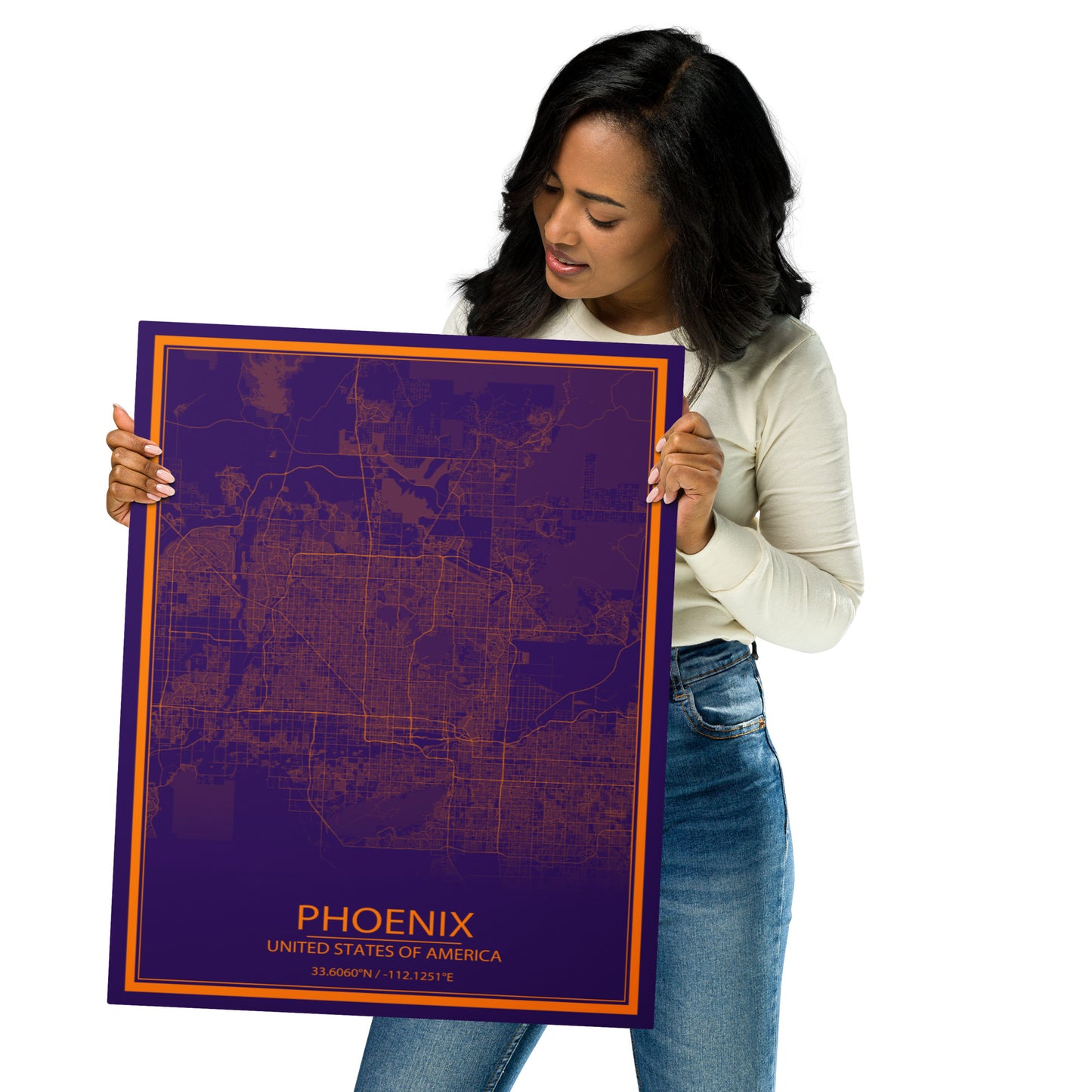 Phoenix Purple and Orange Metal Map