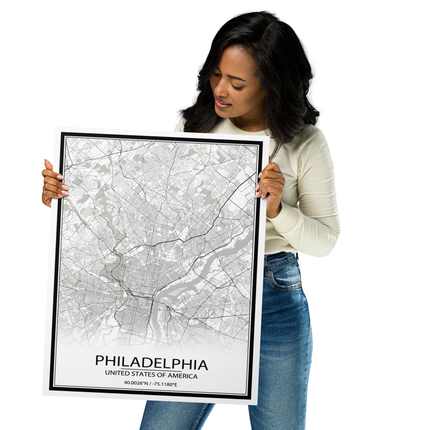 Philadelphia White Metal Map