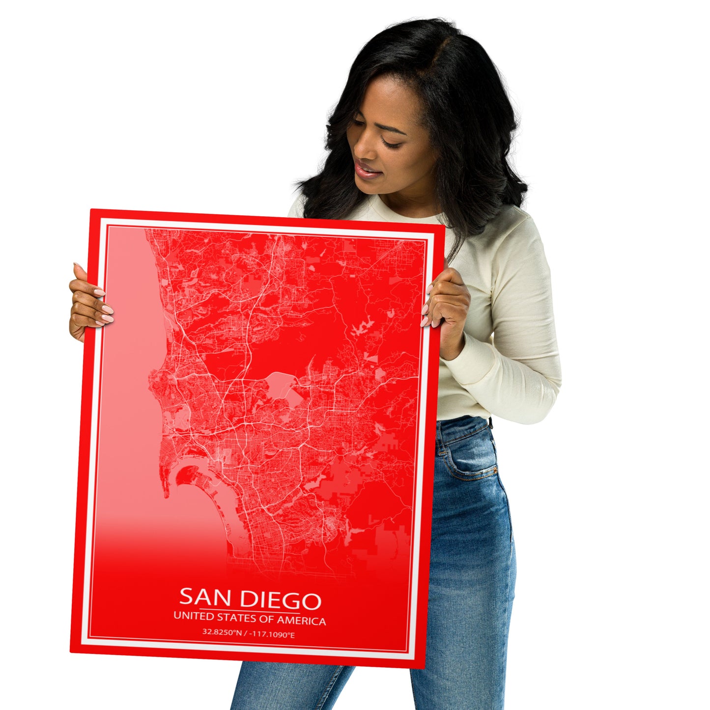 San Diego Red and White Metal Map