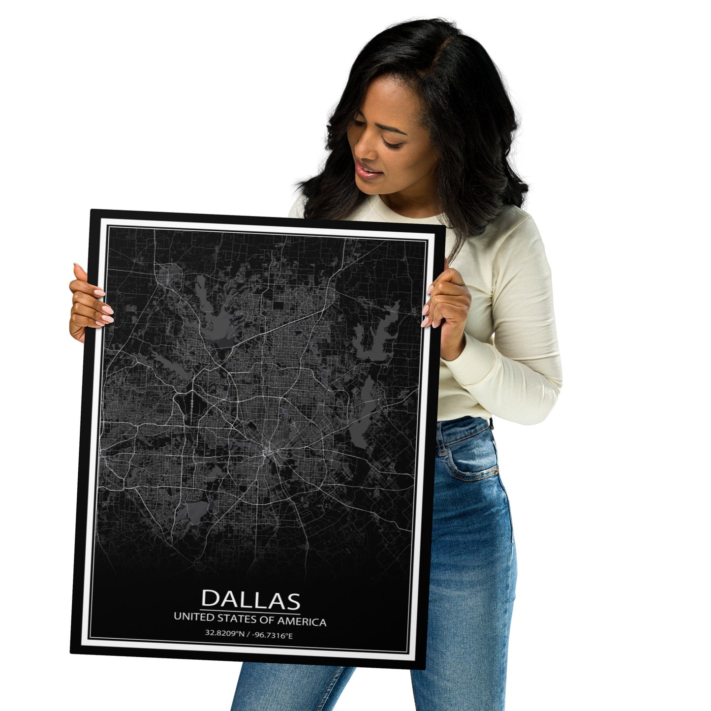 Dallas Black Metal Map