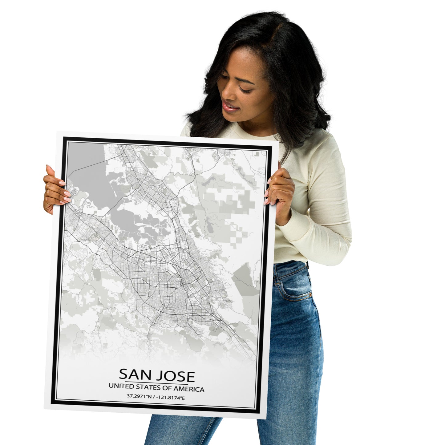 San Jose White Metal Map