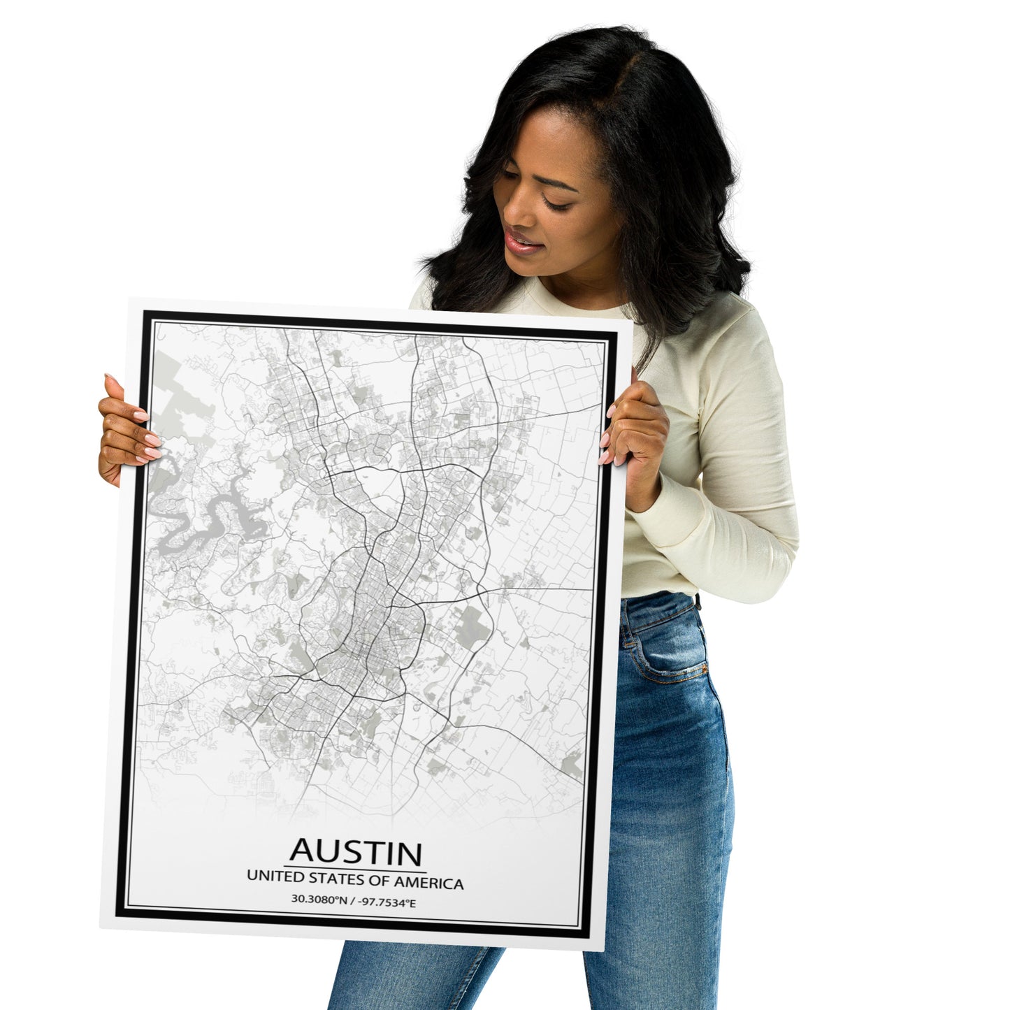 Austin White Metal Map