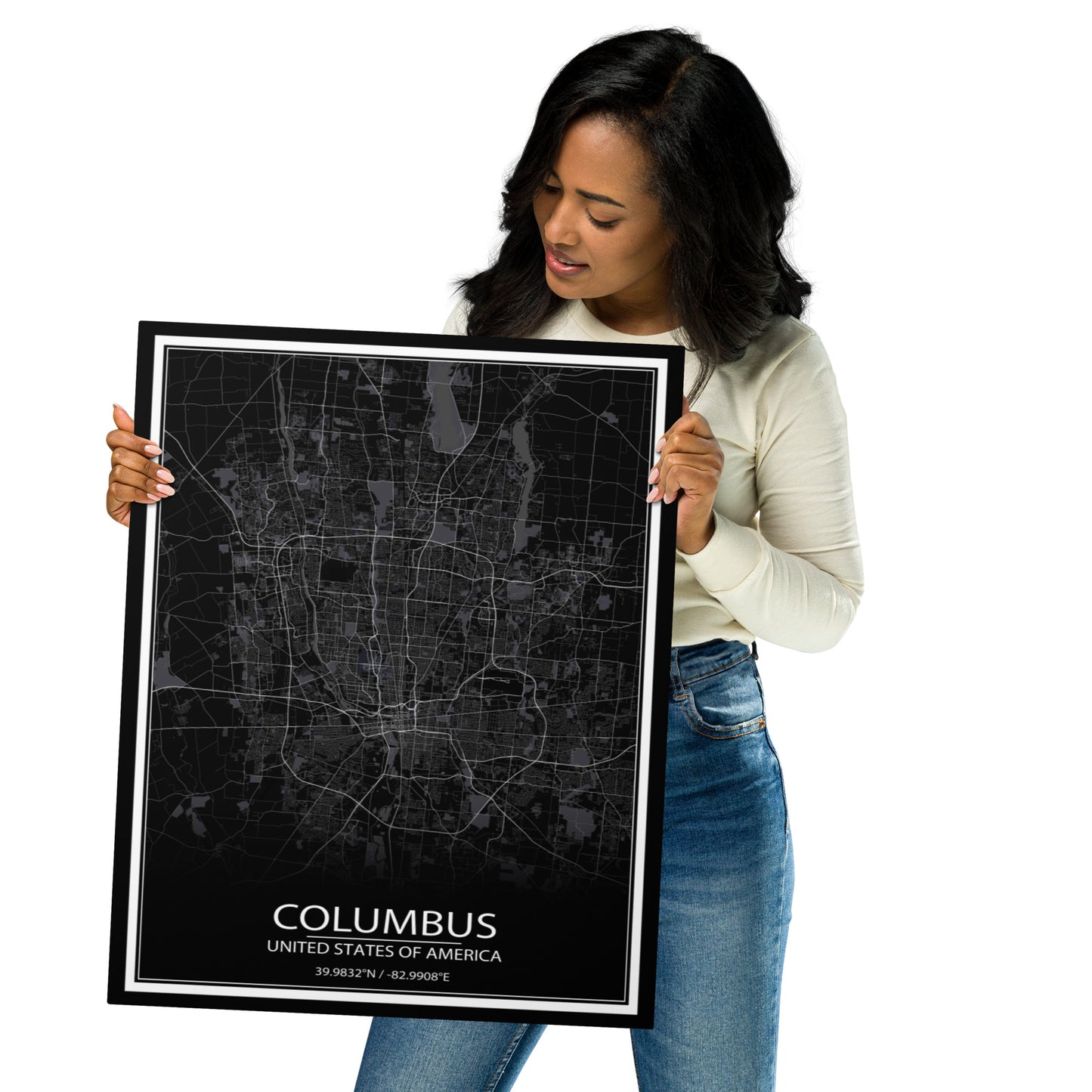 Columbus Black Metal Map