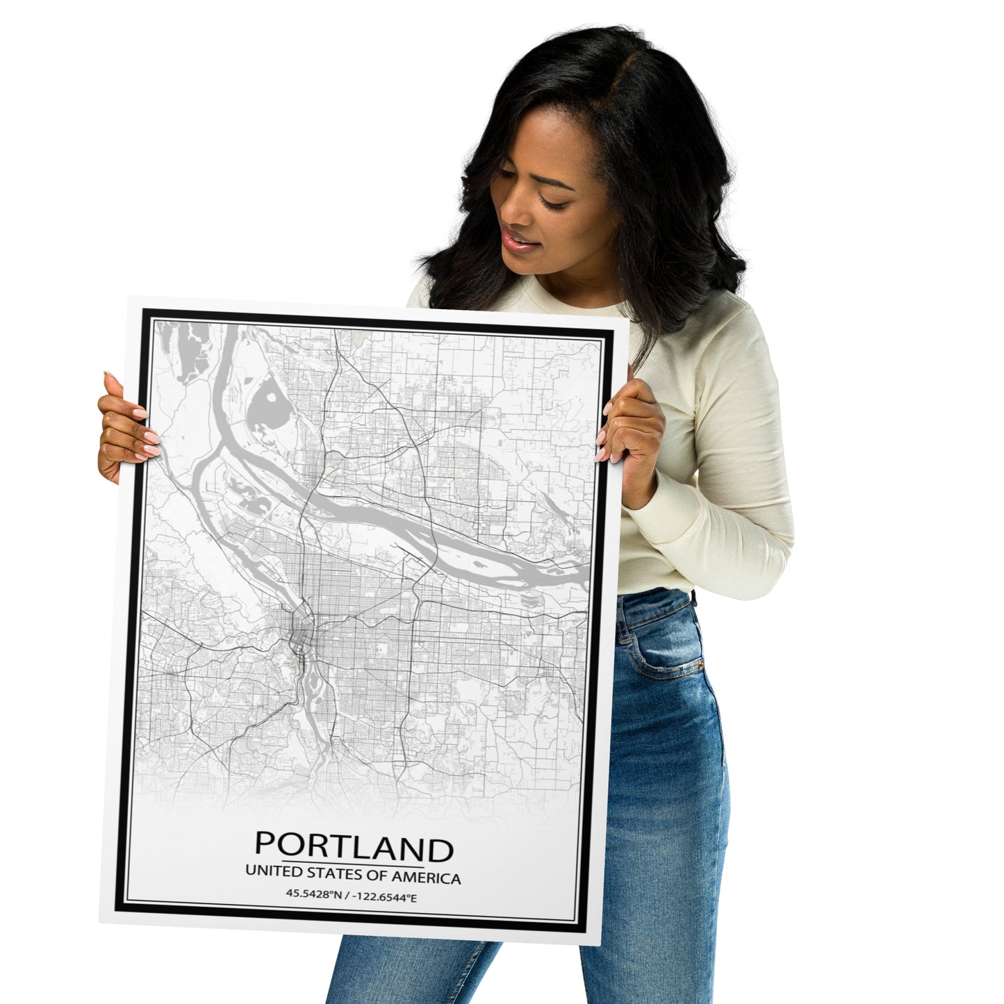 Portland White Metal Map