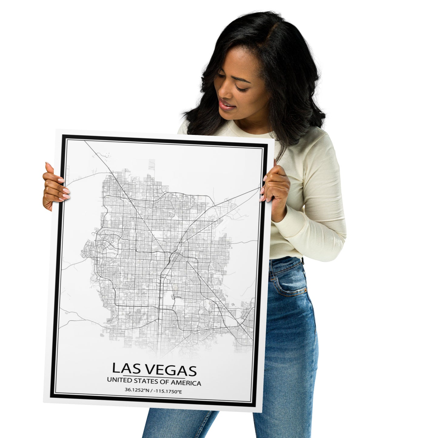 Las Vegas White Metal Map