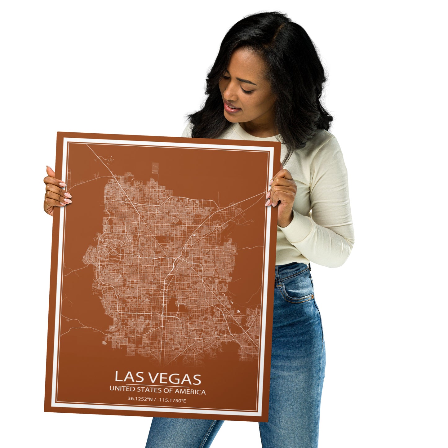 Las Vegas Brown and White Metal Map