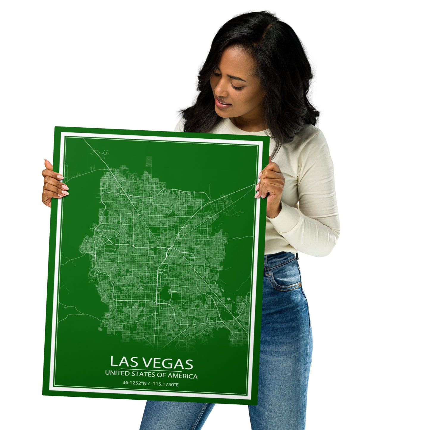 Las Vegas Green and White Metal Map