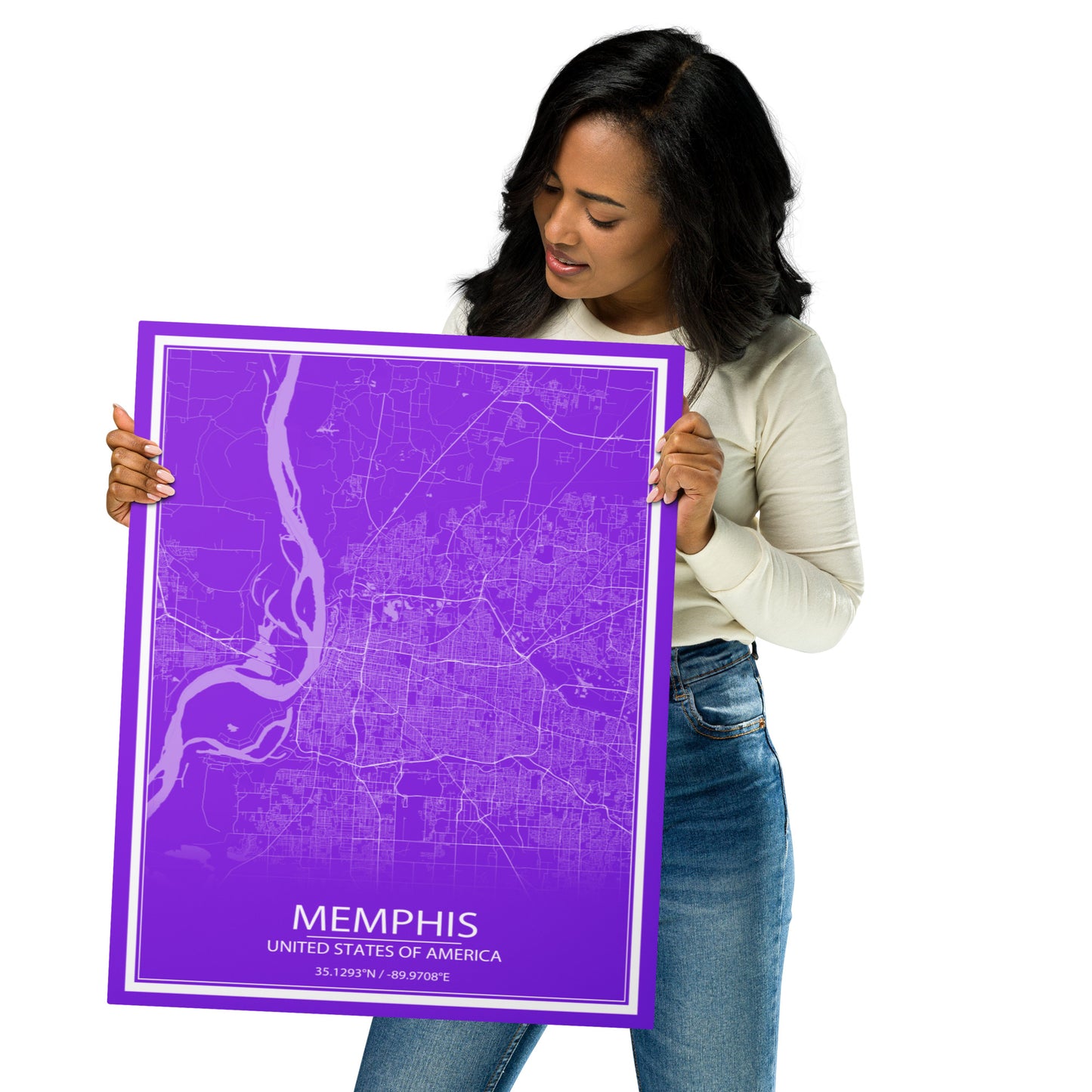 Memphis Purple and White Metal Map