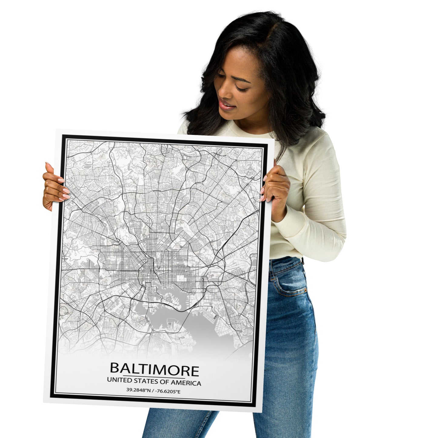 Baltimore White Metal Map