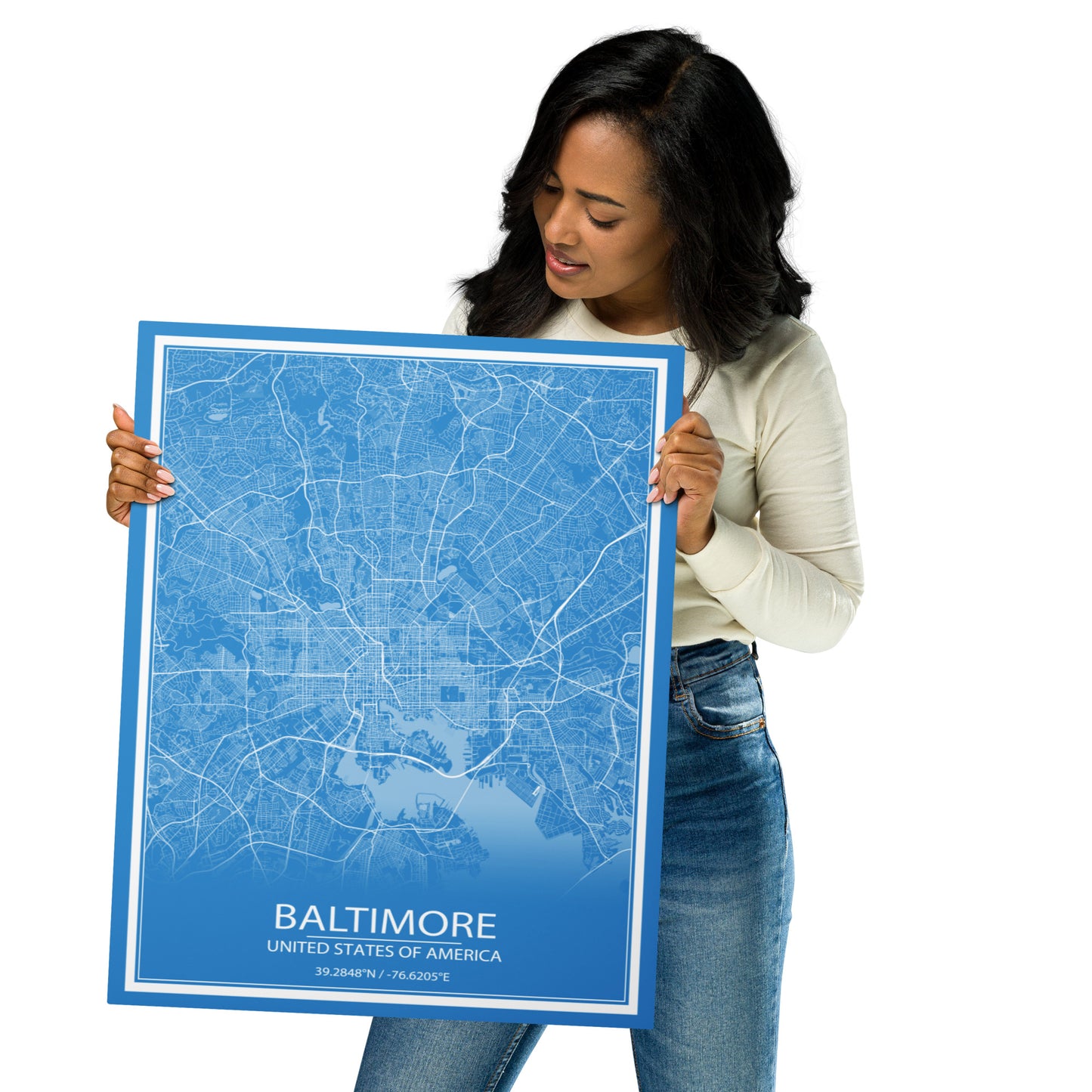 Baltimore Blue and White Metal Map