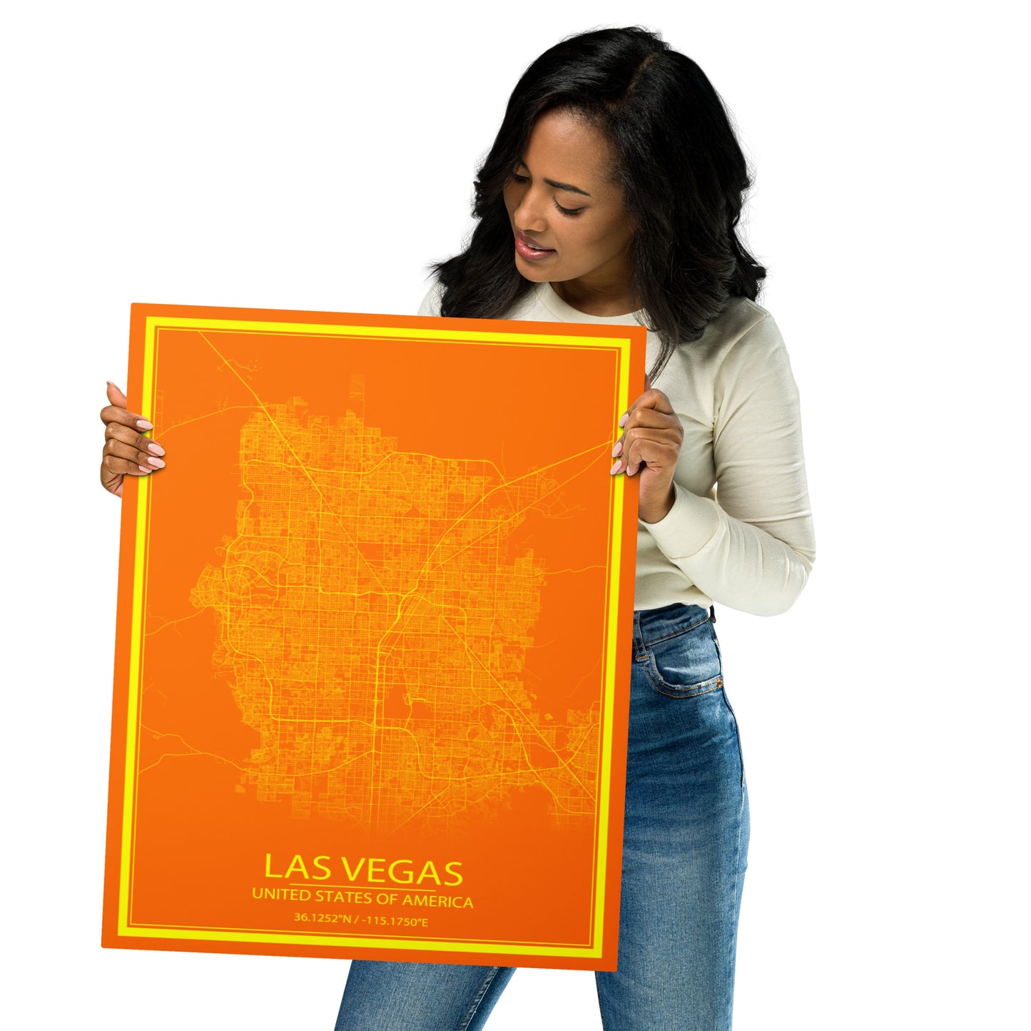 Las Vegas Orange and Yellow Metal Map