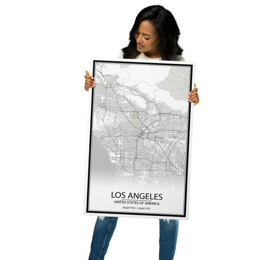 Los Angeles White Metal Map