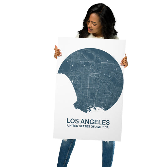 Los Angeles Circular Blue Metal Map