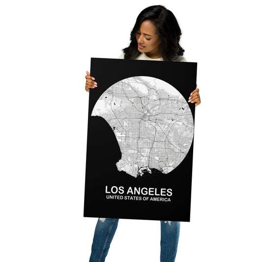 Los Angeles Circular White Metal Map