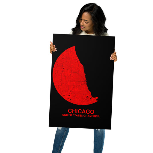 Chicago Circular Red Metal Map