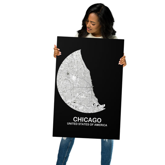 Chicago Circular White Metal Map