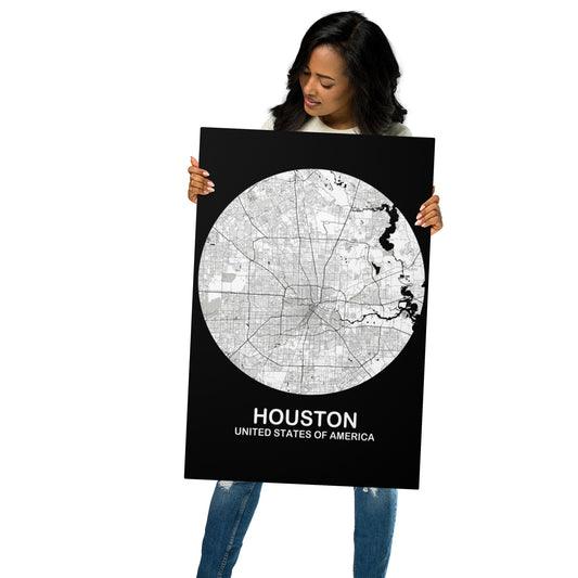 Houston Circular White Metal Map