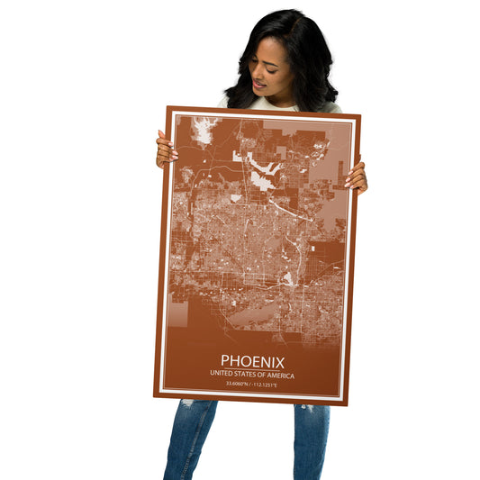 Phoenix Brown and White Metal Map