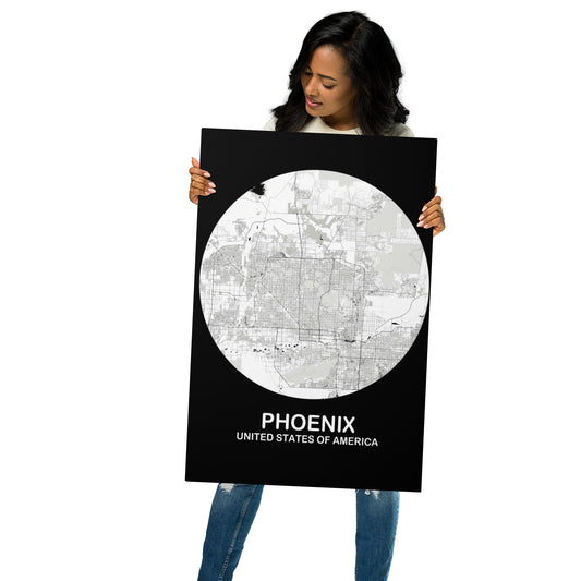 Phoenix Circular White Metal Map