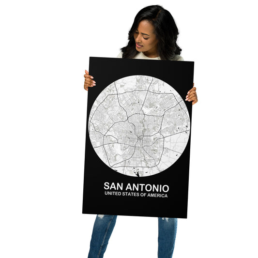 San Antonio Circular White Metal Map