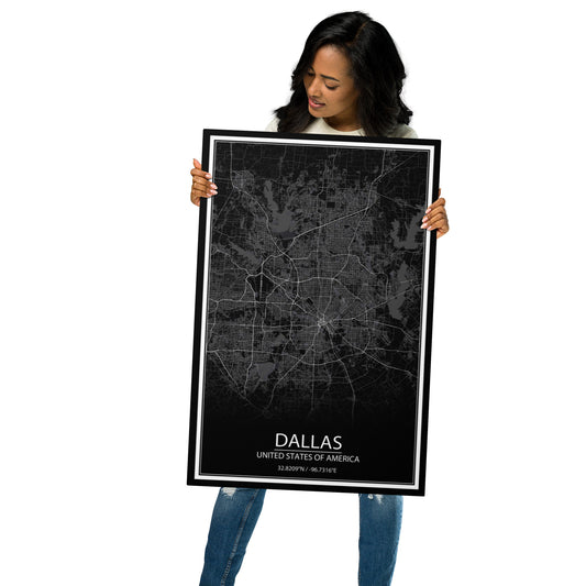 Dallas Black Metal Map