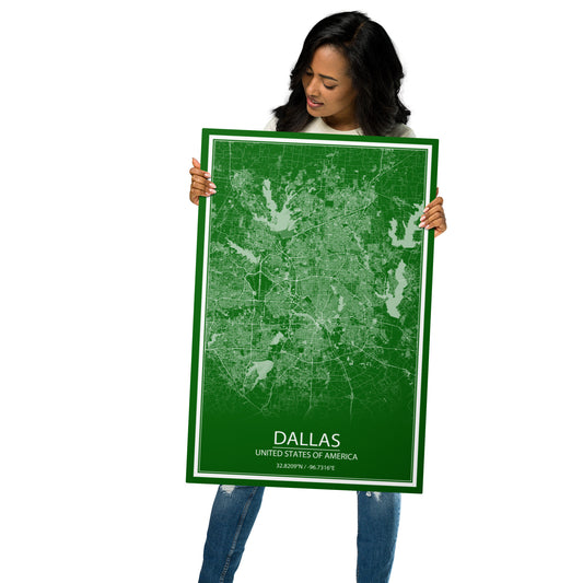 Dallas Green and White Metal Map