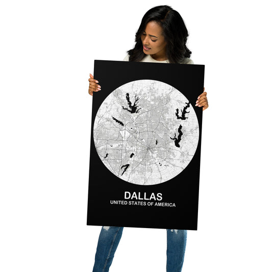 Dallas Circular White Metal Map