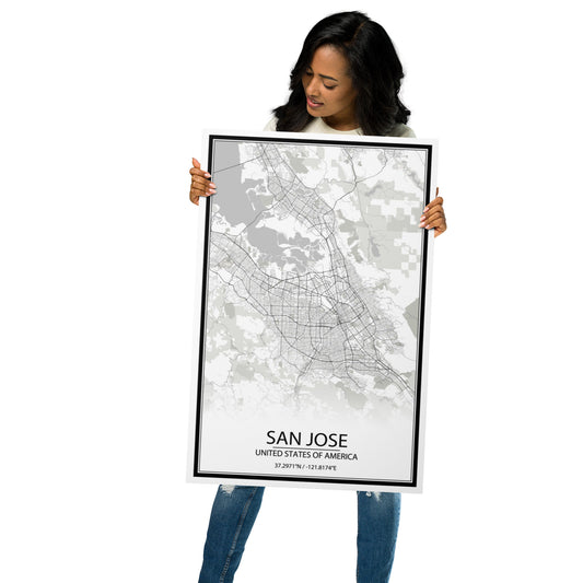 San Jose White Metal Map