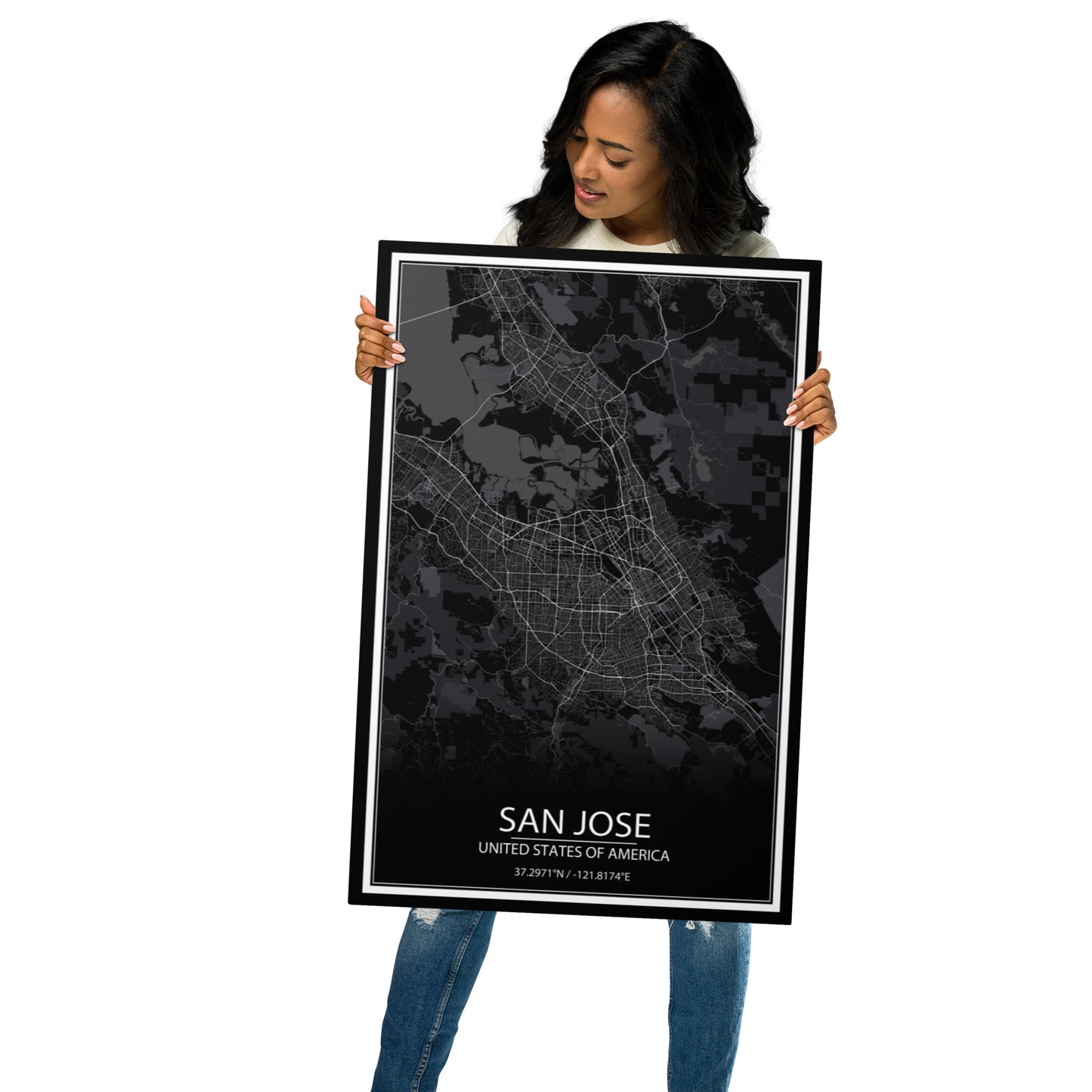 San Jose Black Metal Map