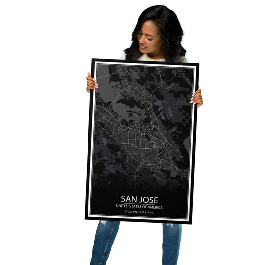 San Jose Black Metal Map