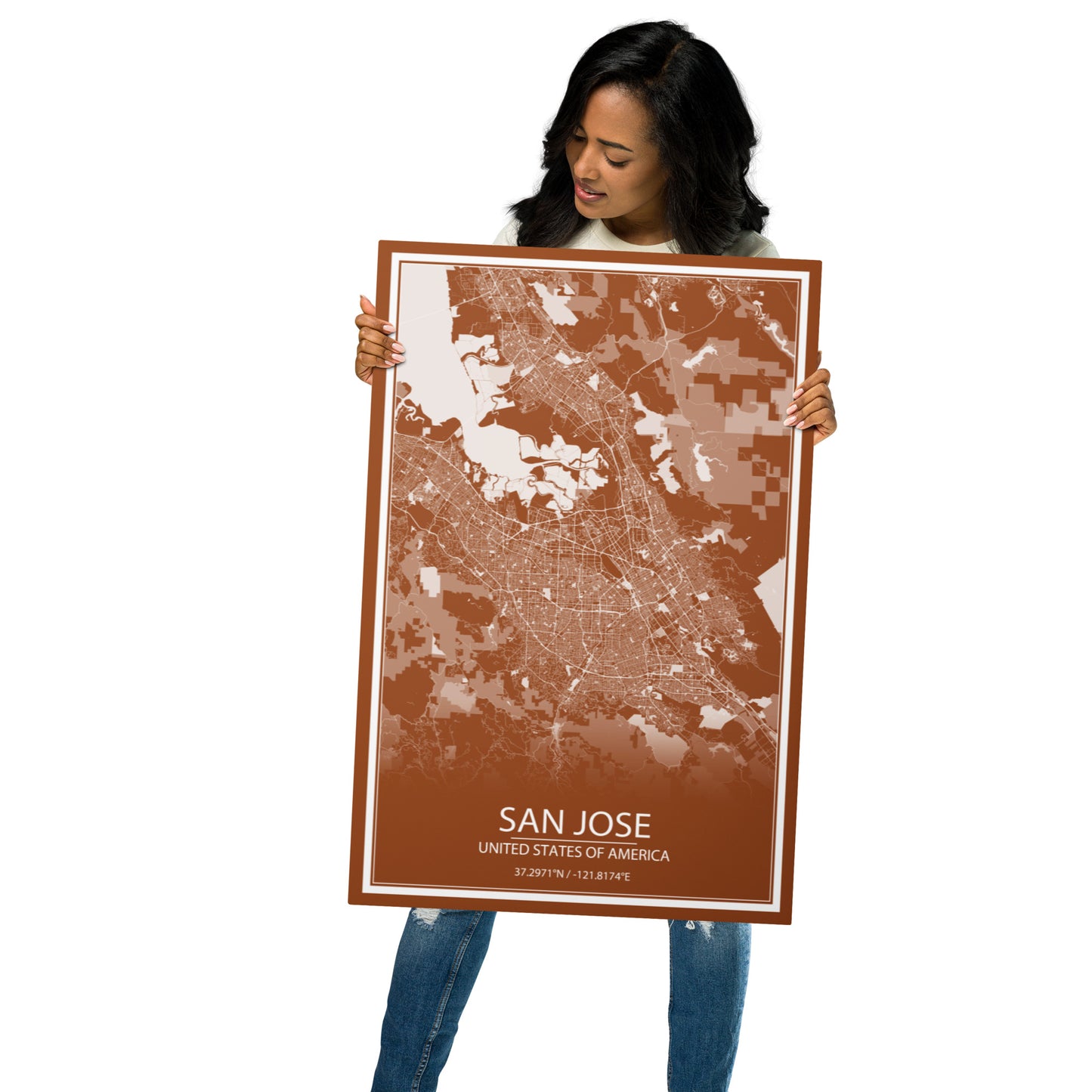 San Jose Brown and White Metal Map