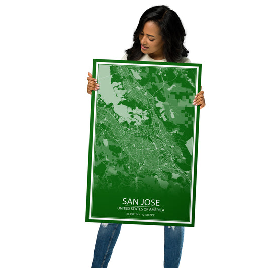 San Jose Green and White Metal Map