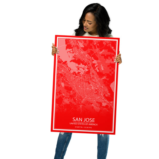 San Jose Red and White Metal Map