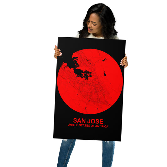 San Jose Circular Red Metal Map