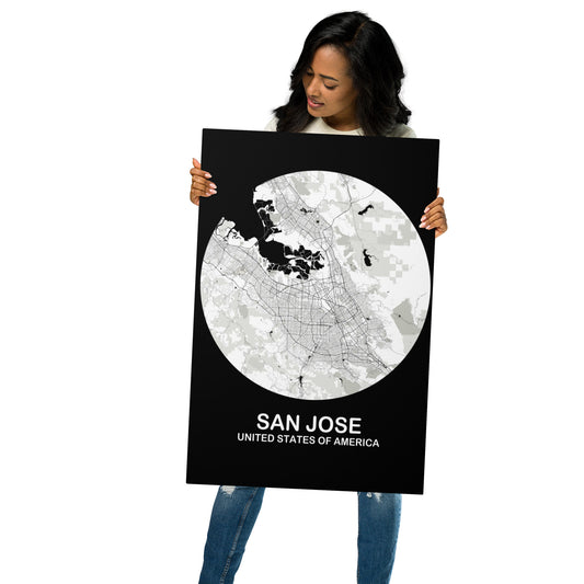 San Jose Circular White Metal Map