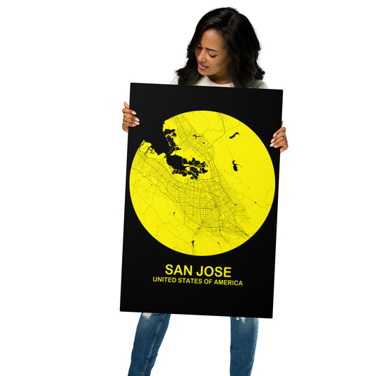 San Jose Circular Yellow Metal Map