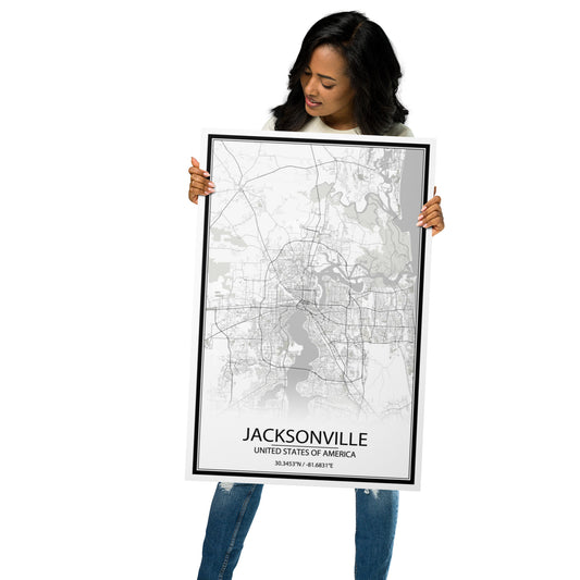 Jacksonville White Metal Map