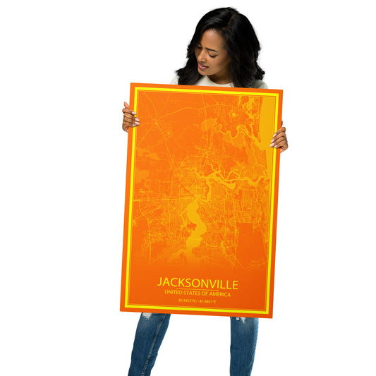 Jacksonville Orange and Yellow Metal Map