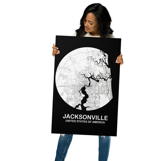 Jacksonville Circular White Metal Map