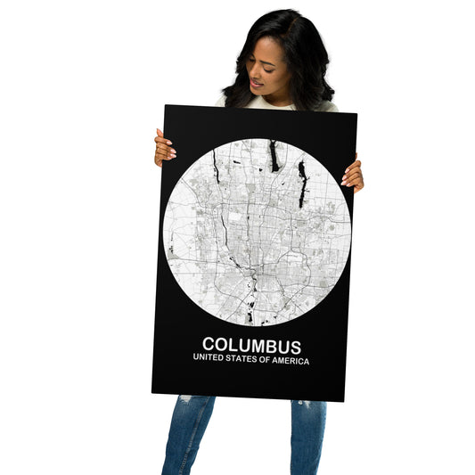 Columbus Circular White Metal Map