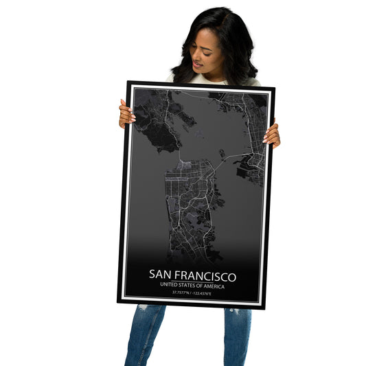 San Francisco Black Metal Map