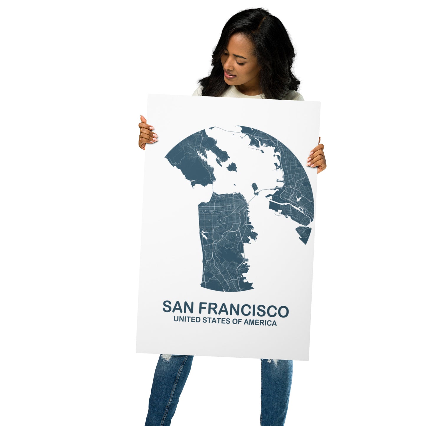 San Francisco Circular Blue Metal Map