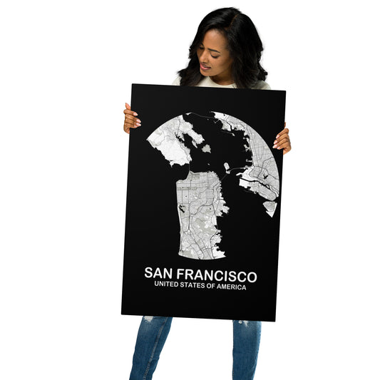 San Francisco Circular White Metal Map