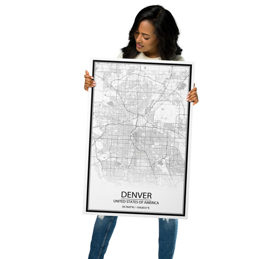 Denver White Metal Map