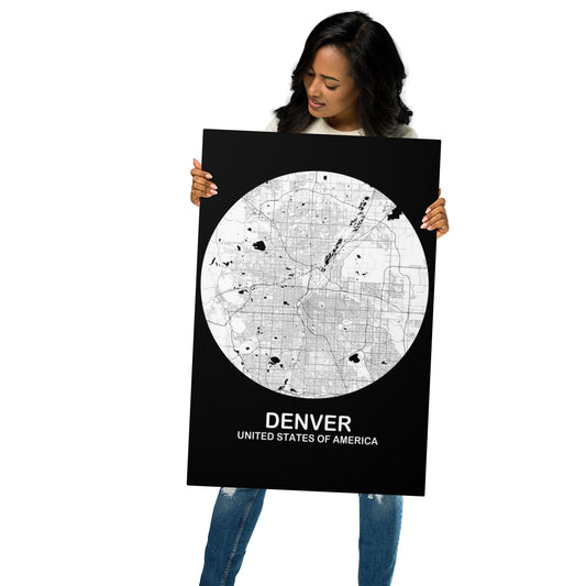 Denver Circular White Metal Map