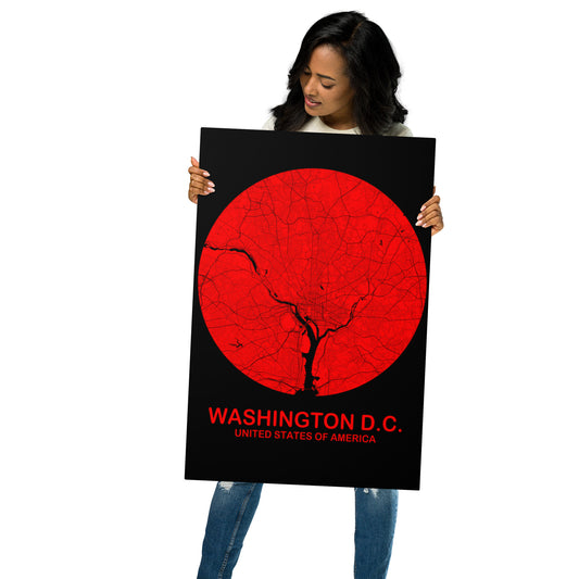 Washington, D.C. Circular Red Metal Map