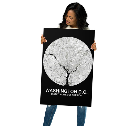 Washington, D.C. Circular White Metal Map